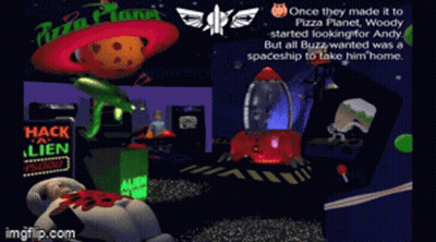 A Screenshot Of A Video Game That Says Pizza Planet GIF