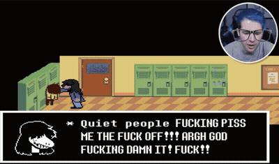 A Screenshot Of A Video Game That Says Quiet People Fucking Piss Me The Fuck Off Argh God Fucking Damn It Fuck !! GIF