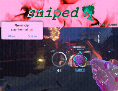 A Screenshot Of A Video Game That Says Sniped On The Top GIF