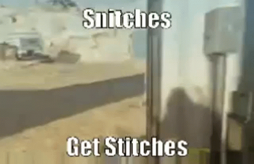 A Screenshot Of A Video Game That Says Snitches Get Stitches . GIF