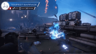 A Screenshot Of A Video Game That Says " Tempest Barrage " GIF