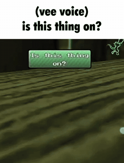 A Screenshot Of A Video Game That Says ' Vee Voice ' Is This Thing On ? GIF