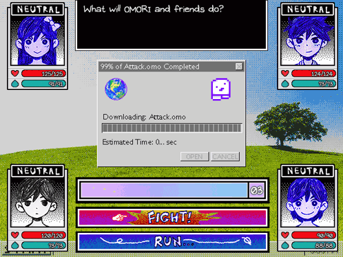 A Screenshot Of A Video Game That Says " What Will Omori And Friends Do " GIF