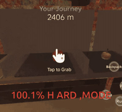A Screenshot Of A Video Game That Says Your Journey 2406 M And 100.1% Hard Mode GIF