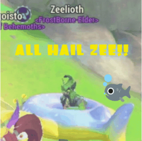 A Screenshot Of A Video Game With A Fish And The Words All Hail Zee GIF