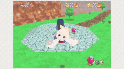 A Screenshot Of A Video Game With A Girl Laying On A Rock GIF