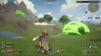 A Screenshot Of A Video Game With A Green Object In The Middle Of A Field GIF