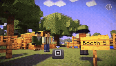 A Screenshot Of A Video Game With A Sign That Says Booth 5 On It GIF