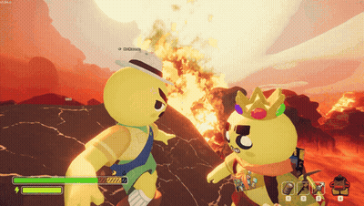 A Screenshot Of A Video Game With A Yellow Character With A Crown GIF