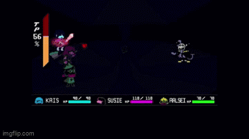 A Screenshot Of A Video Game With Kris And Susie On The Screen GIF