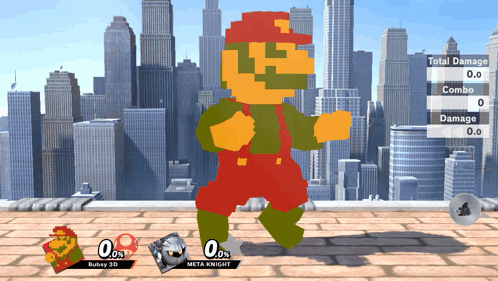A Screenshot Of A Video Game With Mario And Meta Knight GIF