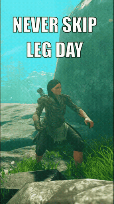 A Screenshot Of A Video Game With The Caption Never Skip Leg Day GIF