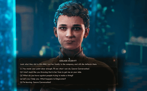 A Screenshot Of A Video Game With The Name Adelaide Mcdevitt At The Top GIF