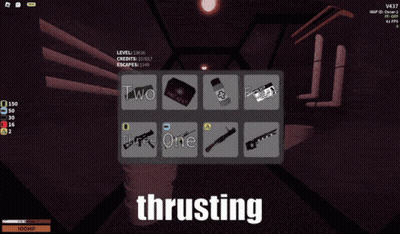 A Screenshot Of A Video Game With The Word Thrusting At The Top GIF