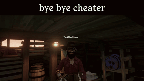 A Screenshot Of A Video Game With The Words Bye Bye Cheater GIF