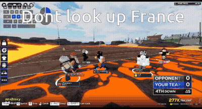 A Screenshot Of A Video Game With The Words " Do N't Look Up France " At The Top GIF