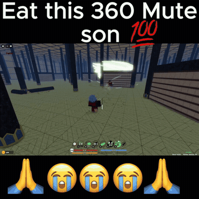 A Screenshot Of A Video Game With The Words Eat This 360 Mute Son 100 GIF