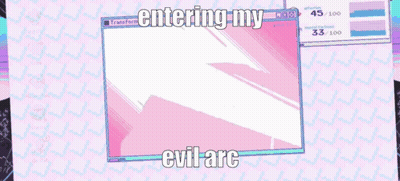 A Screenshot Of A Video Game With The Words Entering My Evil Arc At The Bottom GIF