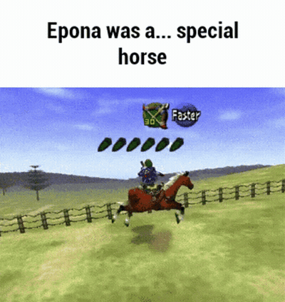 A Screenshot Of A Video Game With The Words Epona Was A Special Horse GIF