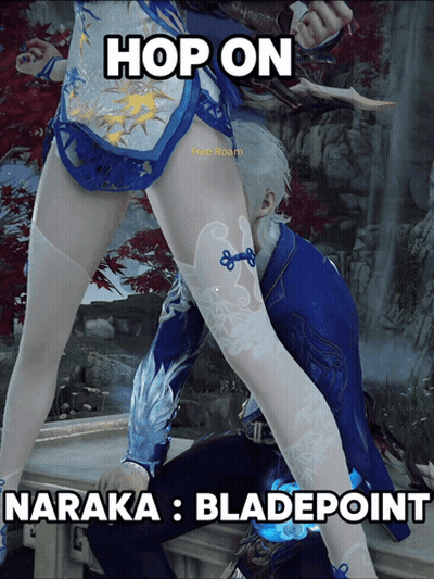 A Screenshot Of A Video Game With The Words Hop On And Naraka Bladepoint GIF