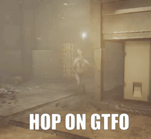 A Screenshot Of A Video Game With The Words Hop On Gtfo GIF