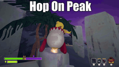 A Screenshot Of A Video Game With The Words Hop On Peak Above It GIF