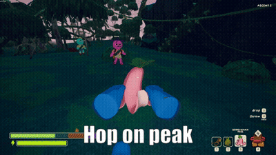 A Screenshot Of A Video Game With The Words Hop On Peak At The Bottom GIF