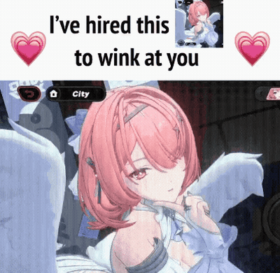 A Screenshot Of A Video Game With The Words I 'Ve Hired This To Wink At You On Top GIF