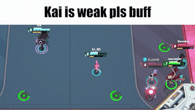 A Screenshot Of A Video Game With The Words Kai Is Weak Pls Buff Below It GIF