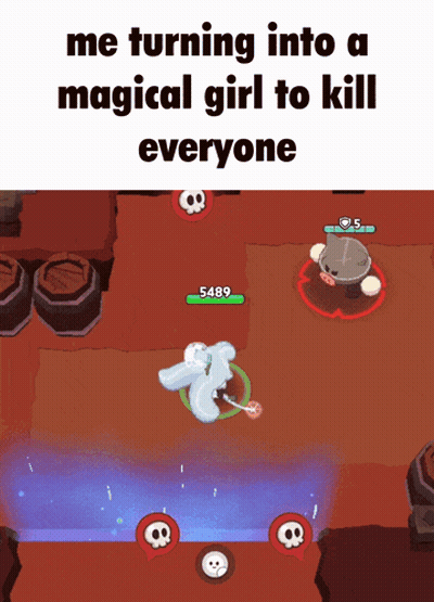 A Screenshot Of A Video Game With The Words Me Turning Into A Magical Girl To Kill Everyone GIF