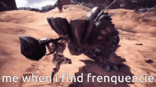 A Screenshot Of A Video Game With The Words Me When I Find Frenquencie At The Bottom GIF
