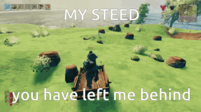 A Screenshot Of A Video Game With The Words " My Steed You Have Left Me Behind " GIF