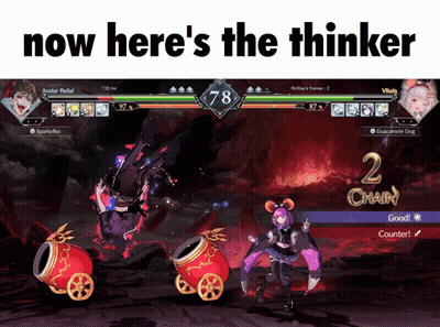 A Screenshot Of A Video Game With The Words Now Here 'S The Thinker At The Top GIF