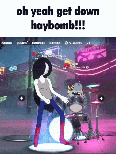 A Screenshot Of A Video Game With The Words Oh Yeah Get Down Haybomb GIF