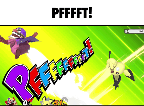 A Screenshot Of A Video Game With The Words Pffffft On The Top GIF