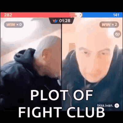 A Screenshot Of A Video Game With The Words Plot Of Fight Club GIF