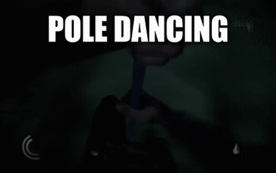 A Screenshot Of A Video Game With The Words Pole Dancing Above It GIF