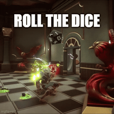 A Screenshot Of A Video Game With The Words Roll The Dice Above It GIF