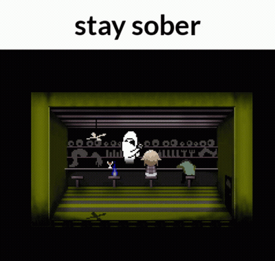 A Screenshot Of A Video Game With The Words " Stay Sober " At The Top GIF