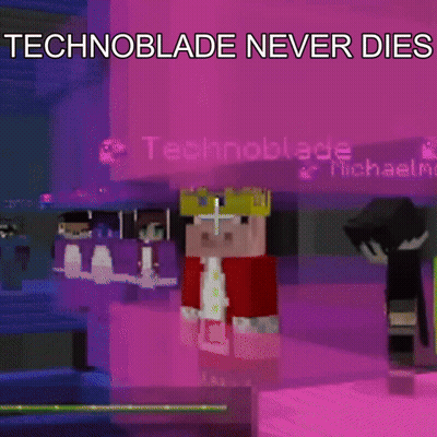 A Screenshot Of A Video Game With The Words Technoblade Never Dies GIF