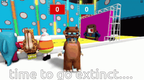 A Screenshot Of A Video Game With The Words " Time To Go Extinct " GIF