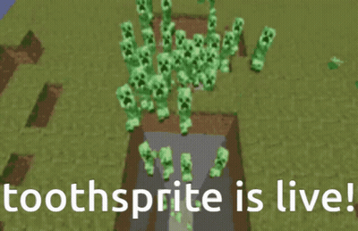 A Screenshot Of A Video Game With The Words Toothsprite Is Live At The Bottom GIF