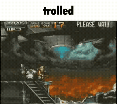 A Screenshot Of A Video Game With The Words Trolled Please Wait . GIF