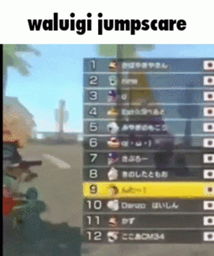 A Screenshot Of A Video Game With The Words Waluigi Jumpscare GIF