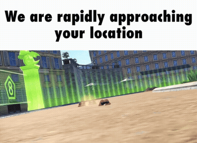 A Screenshot Of A Video Game With The Words " We Are Rapidly Approaching Your Location " GIF