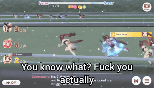 A Screenshot Of A Video Game With The Words " You Know What Fuck You " At The Bottom GIF