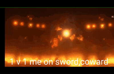 A Screenshot Of A Video With The Words 1 V 1 Me On Sword Coward GIF