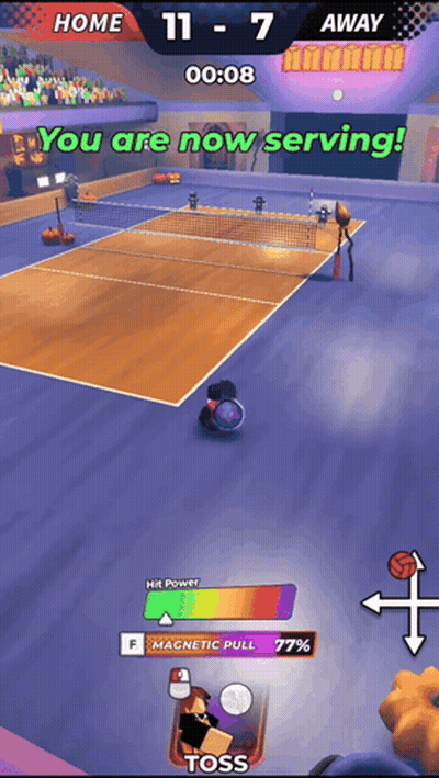 A Screenshot Of A Volleyball Game With The Words You Are Now Serving At The Top GIF