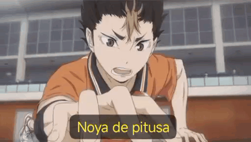 A Screenshot Of A Volleyball Player From Tokyo Ghoul Pointing At The Camera With The Words Noya De Pitusa . GIF