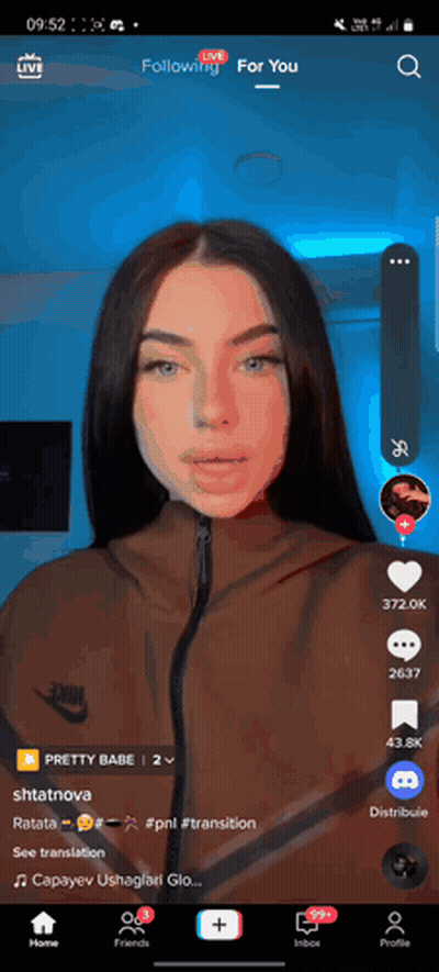 A Screenshot Of A Woman 'S Face On A Phone With A Following For You Button GIF